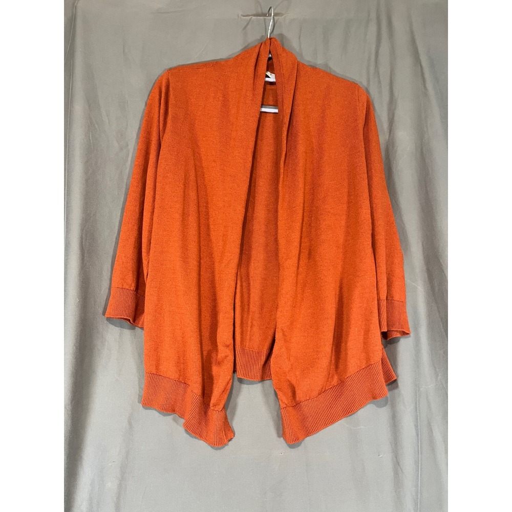 Chaus‎ Womens XL Burnt Orange Open Front Draped Shawl Collar Cardigan Sweater